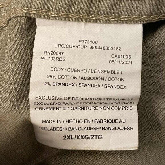 DICKIES 2XL Men’s Khaki Ripstop Utility Shirt Relaxed Fit Button Front Workwear - Picture 10 of 10